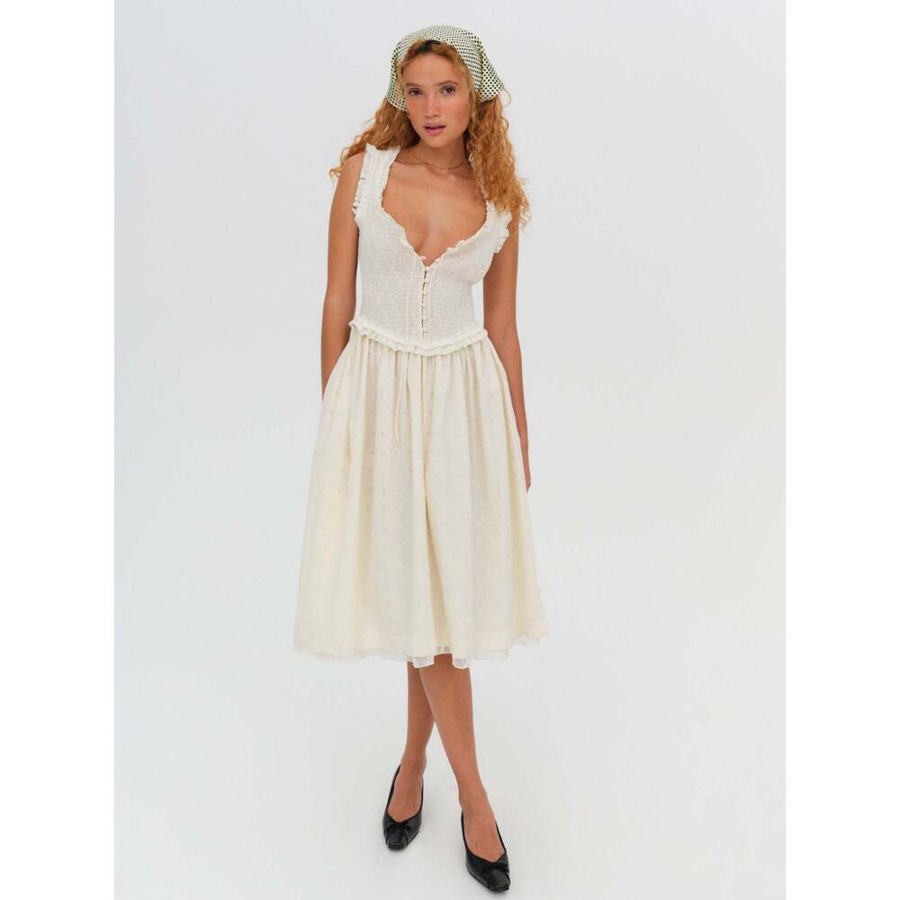 For Love & Lemons Cream Midi Dress
